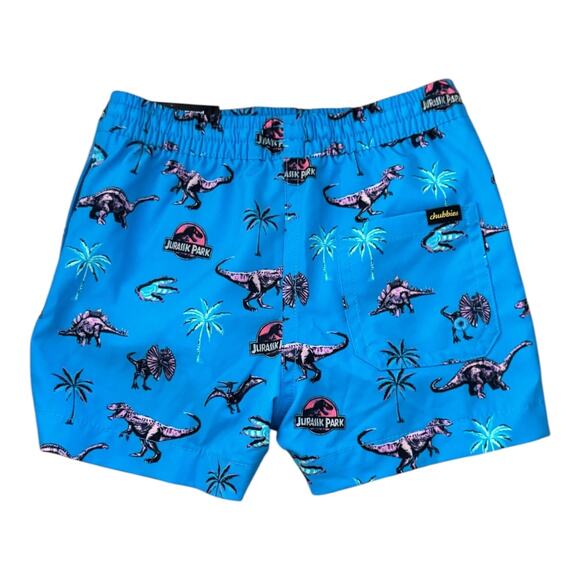 NEW CHUBBIES X Jurassic Park Kids Blue The Mini Bites Beach Swim Trunk Size 2T - Picture 4 of 6